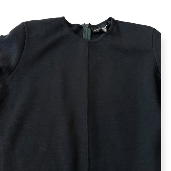 Andrea Jovine Vintage Wool Knit Shift Dress Black P /XS Hong Kong 1980s - Picture 7 of 11